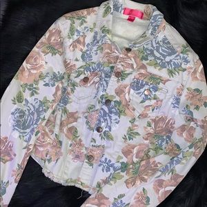 Floral Patterned denim jacket